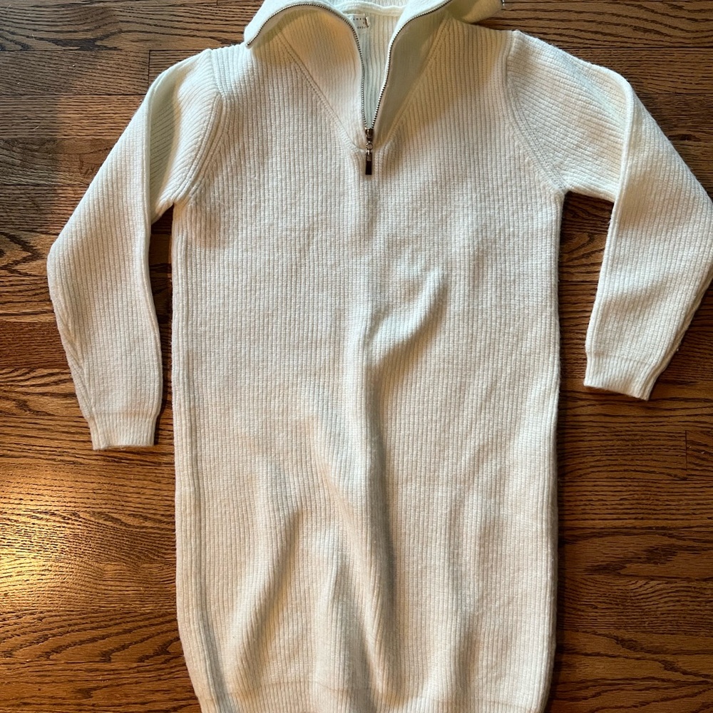 Dreamers by debut women’s long white quarter zip sweater